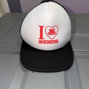 Wienerschnitzel I ❤️ Wieners Trucker Hat Foam Mesh Snapback Cap - White/Black
